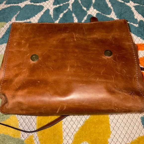 Frye Authentic Genuine Leather Satchel Messenger Bag Brown - Picture 5 of 16